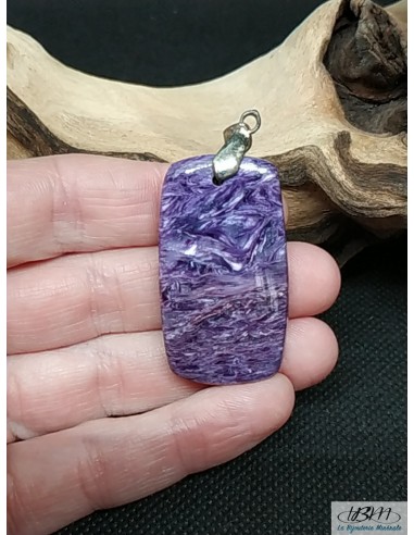 Grand Pendentif rectangle en Charoite de Russie par la Bijouterie Minérale