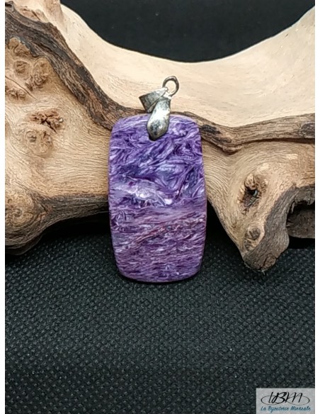 Pendentif rectangle en Charoite de Russie par la Bijouterie Minérale