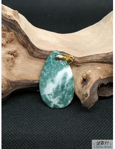 Pendentif en agate mousse naturelle forme goutte d'eau de La Bijouterie Minérale 2