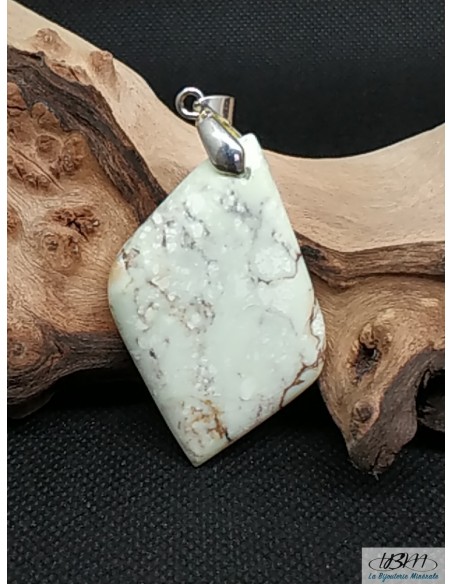 Pendentif en pierre naturelle de Jaspe Citron 34*53mm forme losange Par La Bijouterie Minérale