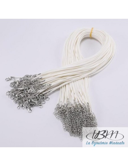 Cordon en coton tressé ciré blanc fermoir type homard de La Bijouterie Minérale