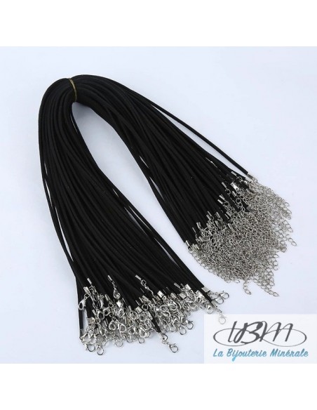 Cordon en coton tressé ciré noir fermoir type homard de La Bijouterie Minérale