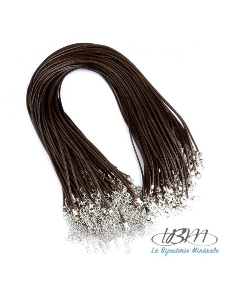 Cordon en coton tressé ciré café fermoir type homard de La Bijouterie Minérale