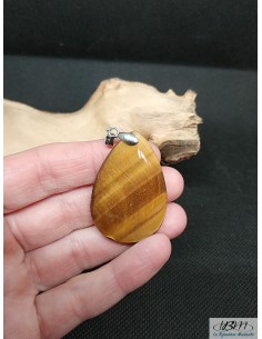 Pendentif en oeil de tigre forme ovale 26*40 mm de La Bijouterie Minérale