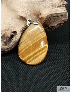 Pendentif en oeil de tigre forme ovale 26*40 mm de La Bijouterie Minérale 2