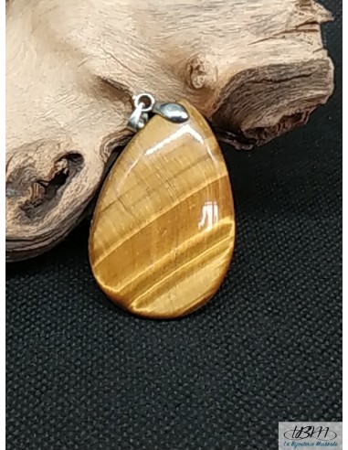 Pendentif en oeil de tigre forme grosse goutte d'eau 26*40 mm de La Bijouterie Minérale