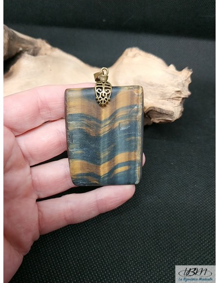 Pendentif œil de tigre et œil de faucon par La Bijouterie Minérale