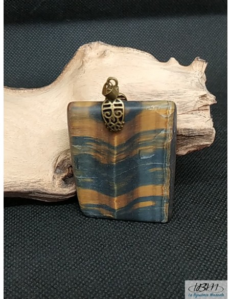 Pendentif œil de tigre et œil de faucon par La Bijouterie Minérale