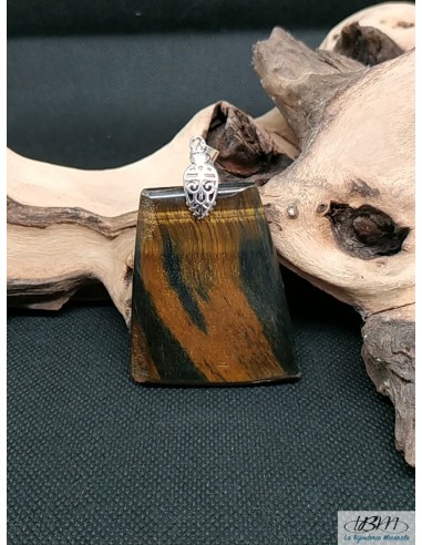 Pendentif œil de tigre et œil de faucon par La Bijouterie Minérale