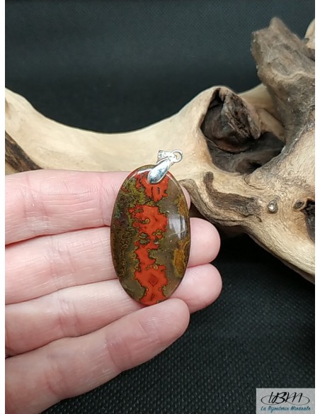 Pendentif en agate marocaine naturelle forme ovale par la Bijouterie Minérale