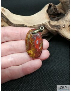 Grand pendentif en agate Crazy-lace naturelle forme ovale de La Bijouterie Minérale