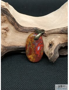 Grand pendentif en agate Crazy-lace naturelle forme ovale de La Bijouterie Minérale 2