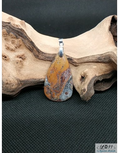 Grand pendentif en agate Crazy-lace naturelle forme goutte d'eau de La Bijouterie Minérale