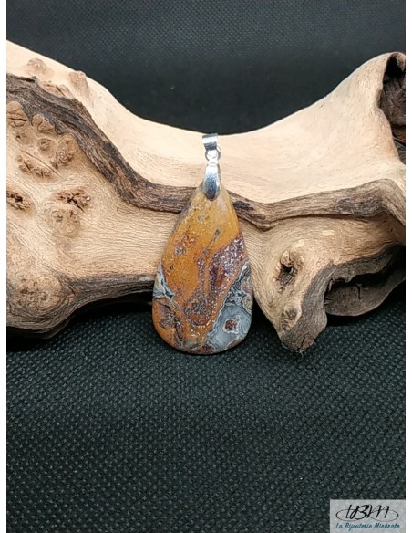 Grand pendentif en agate Crazy-lace naturelle forme goutte d'eau de La Bijouterie Minérale