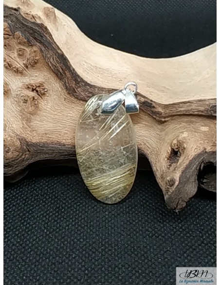 Pendentif en quartz rutile ovale de la Bijouterie Minérale