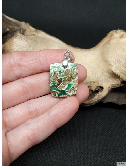 Pendentif en Variscite naturelle rectangle par La Bijouterie Minérale