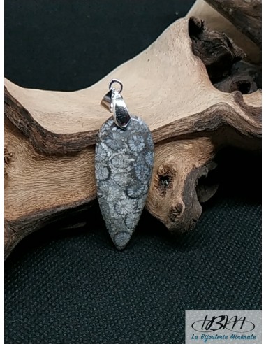 Pendentif en Corail fossile gris de 42.7 * 16.8 mm par la bijouterie minérale