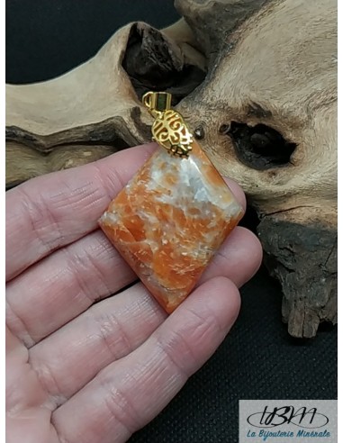 Pendentif en Calcite de Feu orange de 43,8*33,5 mm de La Bijouterie Minérale