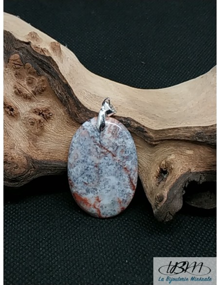 Pendentif en Jaspe gris de 38*35mm forme ovale par La Bijouterie Minérale