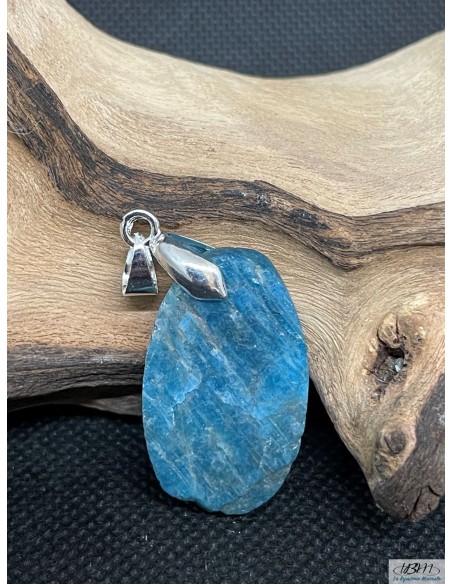 Pendentif en Apatite de 30,6*18,2  mm forme ovale finition druze de La Bijouterie Minerale