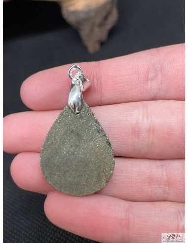 dos du Pendentif en Pyrite de 27,8*21 mm finition druze forme goutte d'eau de La Bijouterie Minerale