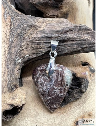 Pendentif en Pietersite rose de 32,1*22,3 mm en forme de goutte d'eau inversée de La Bijouterie Minerale