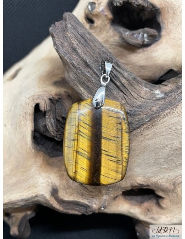 Pendentif oeil de tigre forme rectangle de 31.3*24.5mm de La Bijouterie Minerale