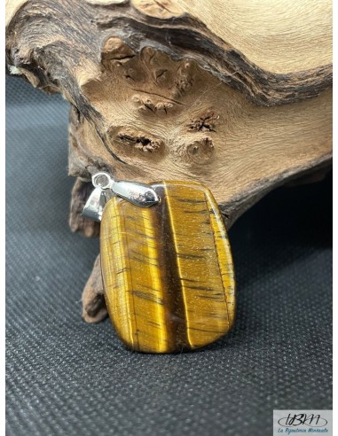 Pendentif oeil de tigre forme rectangle de 31.3*24.5mm par La Bijouterie Minerale