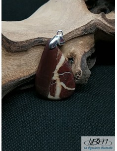 Pendentif en Jaspe noix de coco de 37.9* 24.6 mm forme goutte d'eau par La Bijouterie Minerale 2