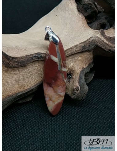 Pendentif en Jaspe noix de coco de 49* 13.9 mm forme ovale allongée par La Bijouterie Minerale