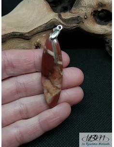 Pendentif en Jaspe noix de coco de 49* 13.9 mm forme ovale allongée de La Bijouterie Minerale