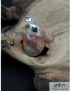 Pendentif en Sunstone (Héliolite ou Pierre de soleil) de 25.1* 17.4 mm de forme ovale de La Bijouterie Minerale 2
