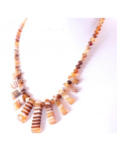 collier dégradé en agate veinée marron • La Bijouterie Minérale