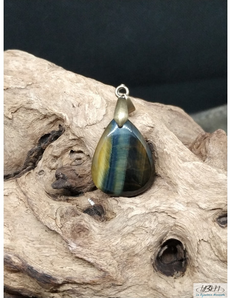 Pendentif en Oeil de faucon de 24.8 *19.1 mm forme de goutte d'eau de La Bijouterie Minerale