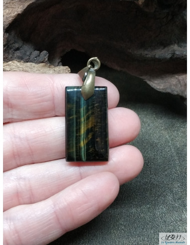 Pendentif en Oeil de faucon de 25.4 * 14.7 mm forme rectangle de La Bijouterie Minerale