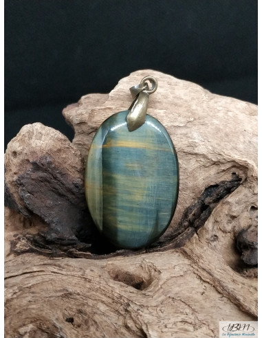 Pendentif en Oeil de faucon de 35.4 * 23.6 mm forme ovale de La Bijouterie Minerale