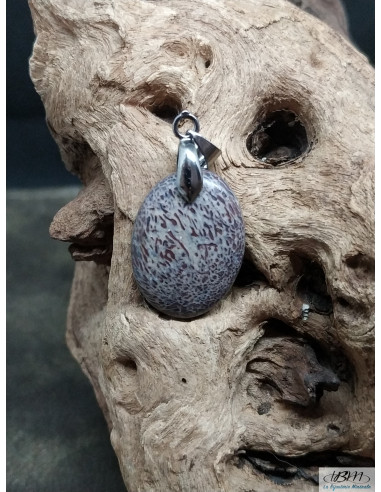 Pendentif en Os de dinosaure fossile de 24.3 * 18.2 mm forme ovale de La Bijouterie Minerale