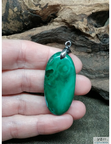 Pendentif en Chrysocolle de 39.9 * 19.3 mm de forme ovale de La Bijouterie Minérale