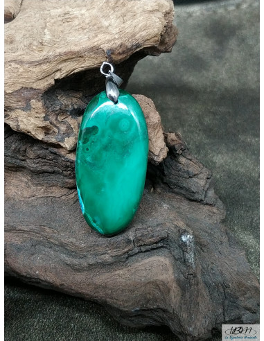 Pendentif en Chrysocolle de 39.9 * 19.3 mm de forme ovale de La Bijouterie Minérale