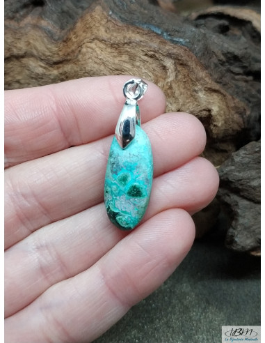 Pendentif de Chrysocolle Malachite de 22.8 * 10.2 mm de La Bijouterie Minérale