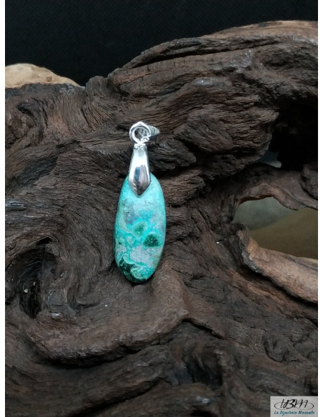 Pendentif de Chrysocolle Malachite de 22.8 * 10.2 mm de La Bijouterie Minérale