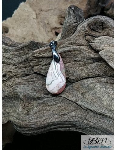 Pendentif en Rhodocrosite de 22.7 * 11.2 mm de forme goutte d'eau de La Bijouterie Minérale
