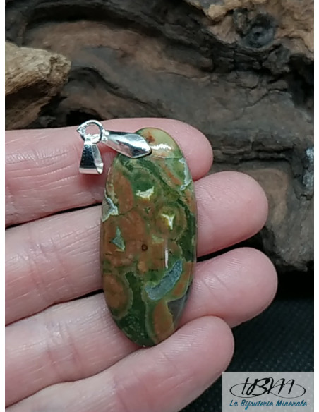 Pendentif en Rhyolite (Que Sera) de 39.2* 17.6 mm de forme ovale par La Bijouterie Minérale
