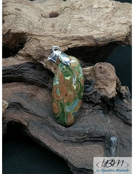 Pendentif en Rhyolite (Que Sera) de 39.2* 17.6 mm de forme ovale par La Bijouterie Minérale