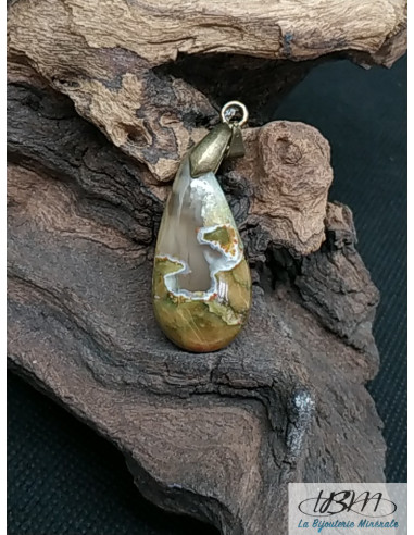 Pendentif en Rhyolite (Que Sera) de 31.3 * 15.5 mm en forme de goutte d'eau de La Bijouterie Minérale