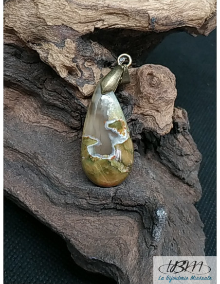 Pendentif en Rhyolite (Que Sera) de 31.3 * 15.5 mm en forme de goutte d'eau de La Bijouterie Minérale