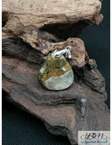 Pendentif en Rhyolite (Que Sera) de 26.7 * 23.7 mm en forme de grosse goutte d'eau de La Bijouterie Minérale