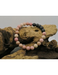 Bracelet en rhodonite et pierre de lave  • La Bijouterie Minérale