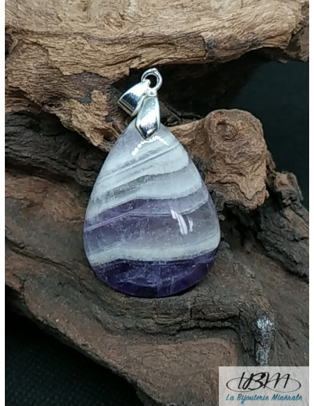 Pendentif en améthyste chevron de 35.9 * 26.9 mm de forme goutte d'eau de La Bijouterie Minérale