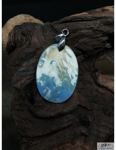 Pendentif Opale Owyhee bleue de 36.8 * 25.4 mm en forme ovale de La Bijouterie Minérale